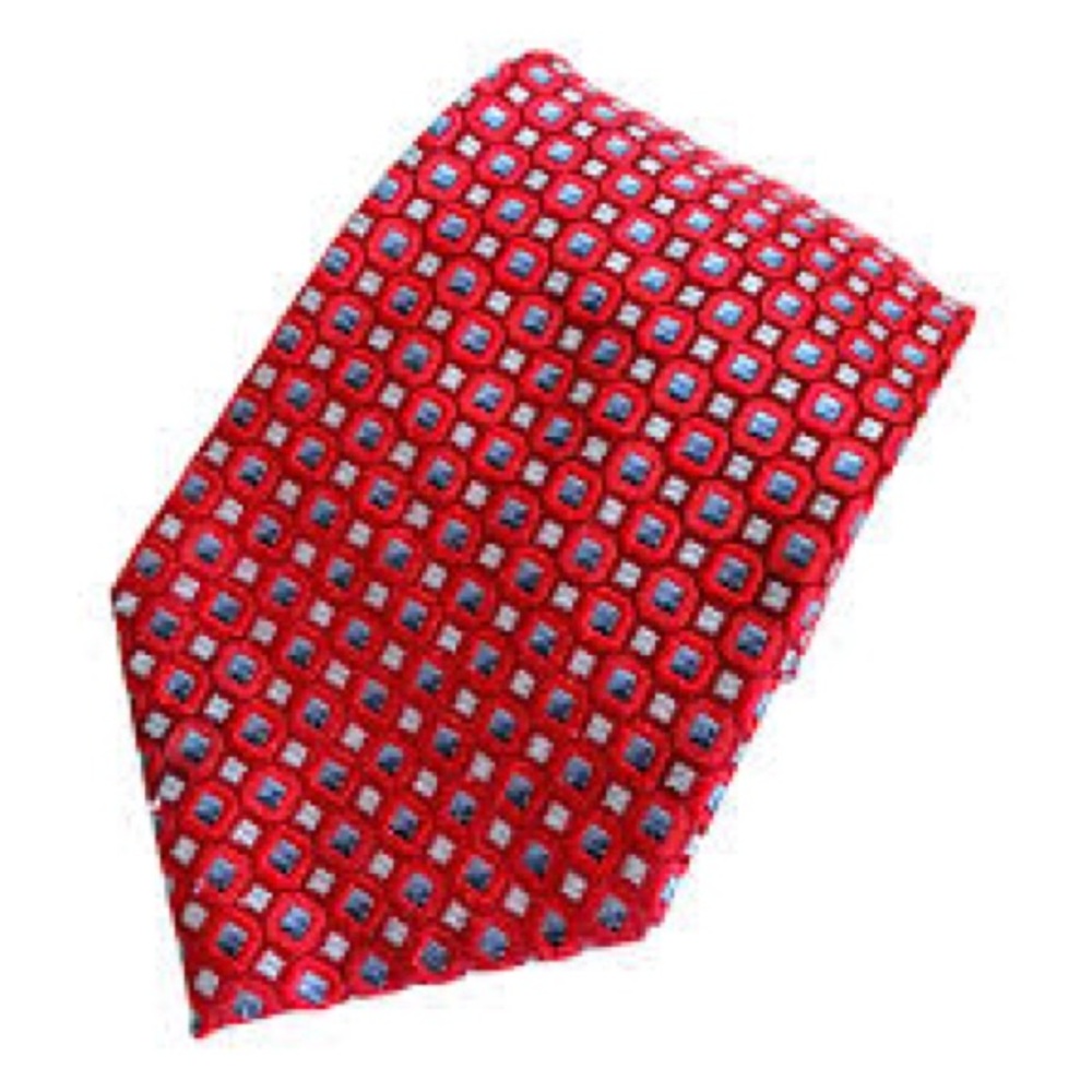 LIKE NEW ! ALEXANDER JULIAN Red Geometric Patterned Tie